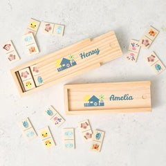 Personalised Wooden Domino Game Kids Animal Matching Toy in Custom Box Fun Educational Gift Boys Girls Back to School Gift Christmas Gift