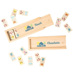 Personalised Wooden Domino Game Kids Animal Matching Toy in Custom Box Fun Educational Gift Boys Girls Back to School Gift Christmas Gift