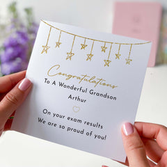 Personalised your exam results congratulations card So proud of you for wonderful grandson daughter son granddaughter greeting cards