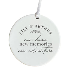 Personalized New Home ornament Gift for New Home New Memories New Adventure with names Housewarming Present Couple