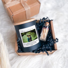 Photo Scented Candle With Custom Text, Christmas Birthday Anniversary Valentine's Day Engagement Gift For Her