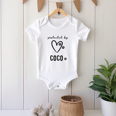Protected By Pet Baby Bodysuit Sibling Dog or Cat Owner New Baby Gift for Parents Baby Vest Baby Shower Gift