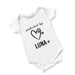 Protected By Pet Baby Bodysuit Sibling Dog or Cat Owner New Baby Gift for Parents Baby Vest Baby Shower Gift