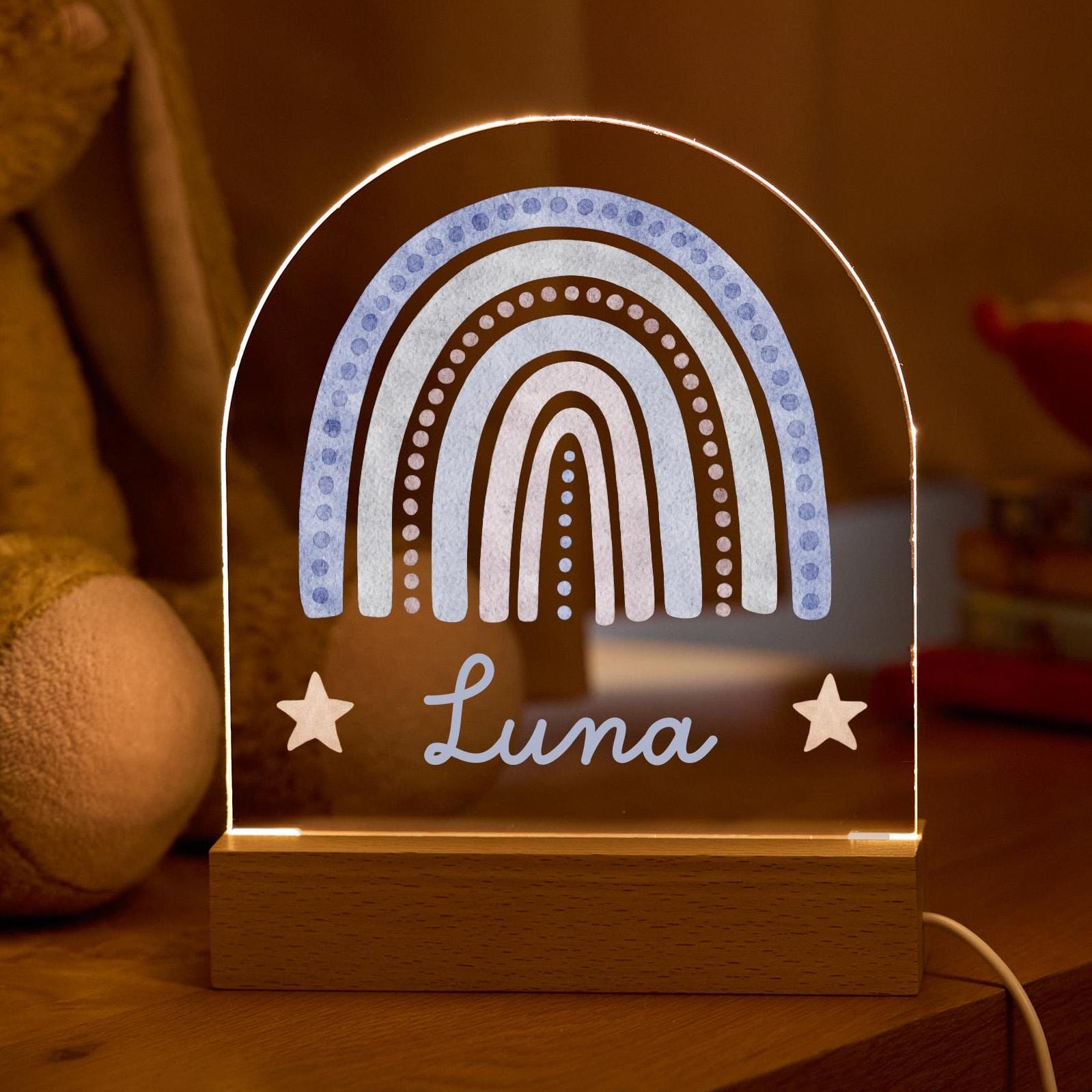 Rainbow LED Night Light Custom Name Gift for Kids Birthday Christening Baptism Nursery Baby Room Nightlight