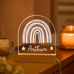 Rainbow LED Night Light Custom Name Gift for Kids Birthday Christening Baptism Nursery Baby Room Nightlight