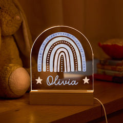 Rainbow LED Night Light Custom Name Gift for Kids Birthday Christening Baptism Nursery Baby Room Nightlight