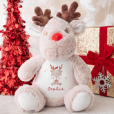 Reindeer Teddy Christmas Keepsake with Name Gift from Parents Grandparents Auntie Uncle for Baby Child Grandson Granddaughter Niece Nephew