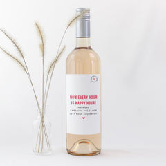 Retirement Wine Label Gift Now Every Hour is Happy Hour Funny Retirement Gift for Mum Dad Boss Colleague Friend Prosecco Wine Bottle Sticker