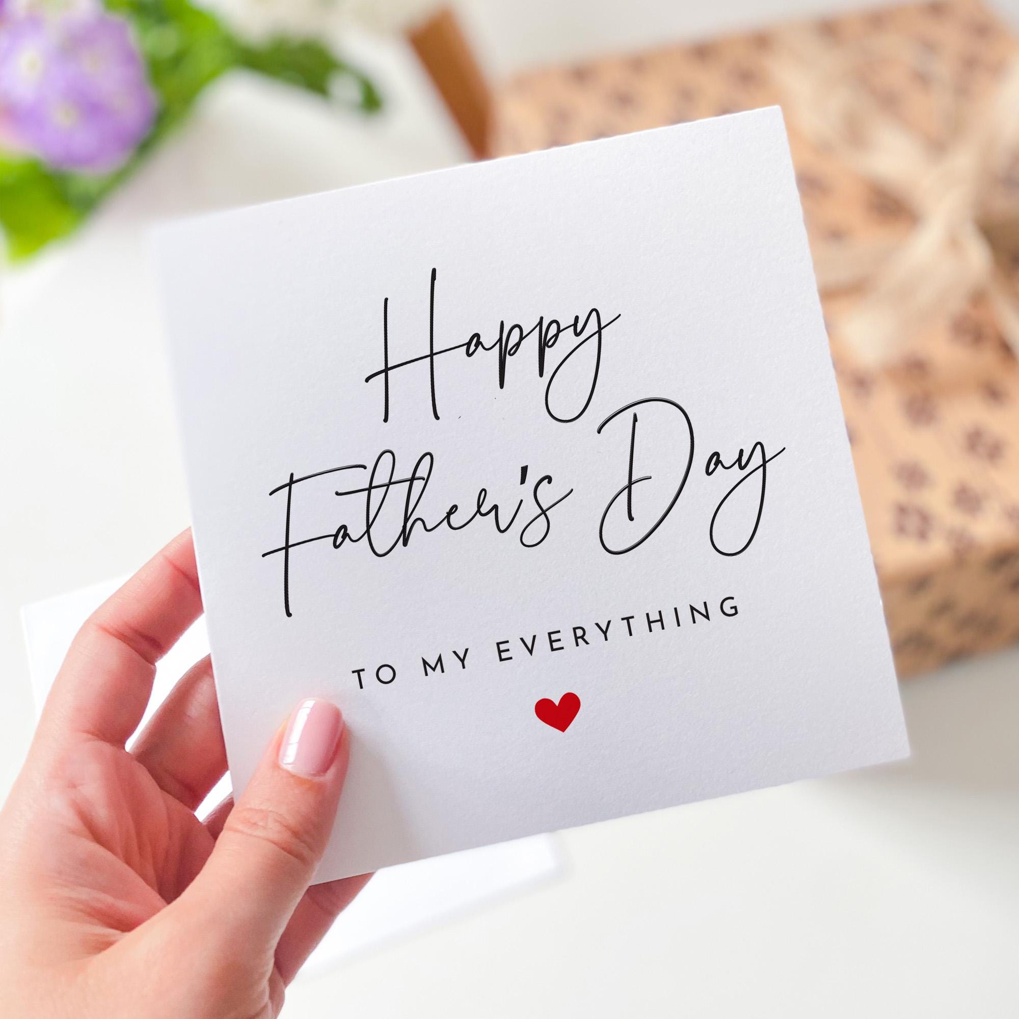 Romantic Father’s Day Card from Wife for Husband To My Everything Keepsake Minimalist Heart Design Special Gift from Mum and Children