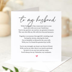 Romantic Valentine's Day Card for Husband Thoughtful Love Letter Sentimental Valentine's Keepsake for Him Perfect for Couples