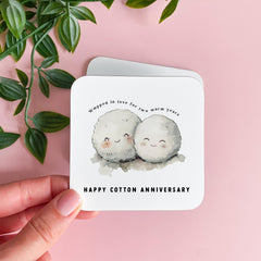 Second Anniversary Coaster Gift for Wife Husband Boyfriend Girlfriend Cute Keepsake for Cotton 2nd Wedding Celebration