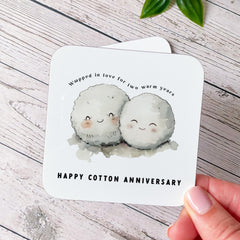 Second Anniversary Coaster Gift for Wife Husband Boyfriend Girlfriend Cute Keepsake for Cotton 2nd Wedding Celebration