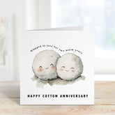Second Wedding Anniversaryâ Card With Cute Cotton Balls 2Nd Anniversary Card Happy Cotton Anniversary For Wife Husband Girlfriend Boyfriend