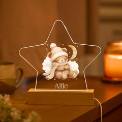 Star LED Night Light Name Bear Gift for Kids Nursery Lamp Baby Room Decor Sleep Aid Birthday Christening