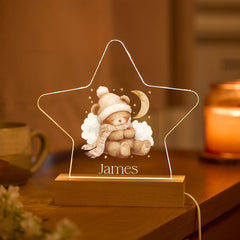 Star LED Night Light Name Bear Gift for Kids Nursery Lamp Baby Room Decor Sleep Aid Birthday Christening