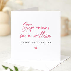 Step - Mum in a Million Mother's Day Card Thoughtful Gift for Stepmother Bonus Mum Appreciation Card Elegant Mother's Day Present Step Mum
