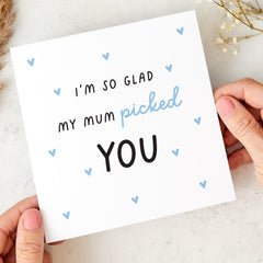 Stepdad Card I Am So Glad My Mum Picked You Perfect for Father's Day Birthday or Christmas Thoughtful Bonus Dad Keepsake