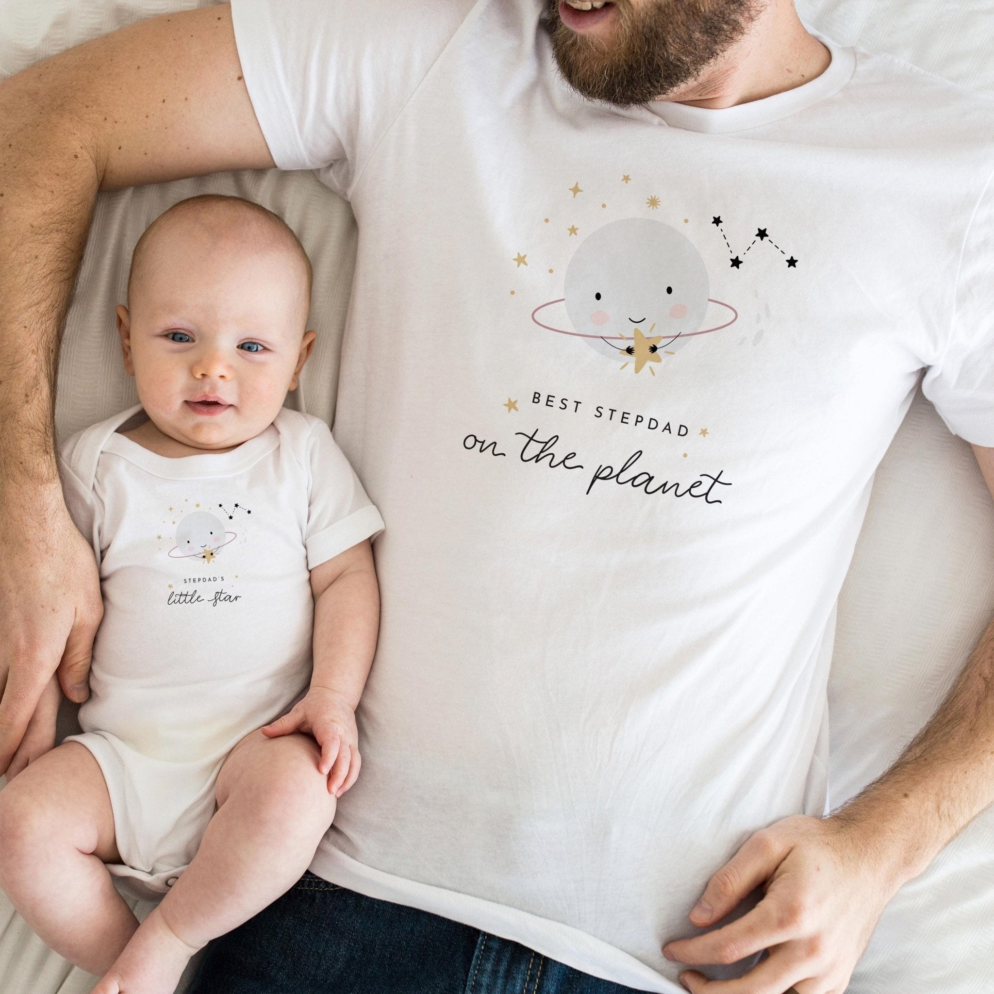 Stepdad & Child Matching T-Shirts Father's Day Gift for Best Stepdad on the Planet Little Star Design Keepsake Outfit for Him