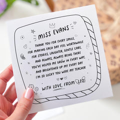 Teacher Appreciation Card Personalised Thank You Gift for Nursery Reception or Primary Secondary Teacher Exam Result Thanks