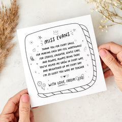 Teacher Appreciation Card Personalised Thank You Gift for Nursery Reception or Primary Secondary Teacher Exam Result Thanks