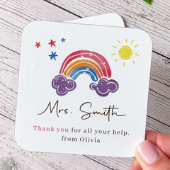 Teacher Gift with Student Name Colourful Rainbow Coaster Thank You Present End of Term Appreciation for Her or Him