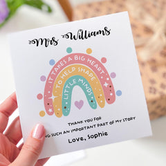 Teacher Personalised Thank You Card – Rainbow Design for Nursery, Reception or Primary – End of Term or Teacher’s Day Gift Card from Child
