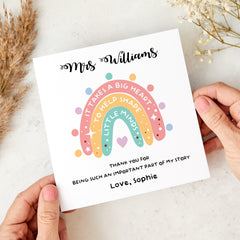Teacher Personalised Thank You Card – Rainbow Design for Nursery, Reception or Primary – End of Term or Teacher’s Day Gift Card from Child
