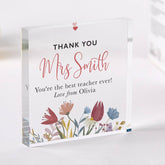 Teacher Thank You Acrylic Plaque Gift Primary Nursery Teacher Appreciation Keepsake for End of Year Term with Student Name