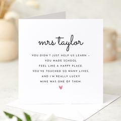 Teacher Thank You Card Personalised End of Term Card Preschool Nursery Primary Teacher Appreciation Gift for Her Him End of Year Exam Result