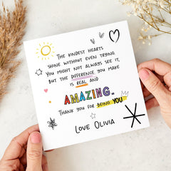 Teacher Thank You Card with Emotional Message from Child End of Term Card for Primary Nursery or Secondary for Her Him