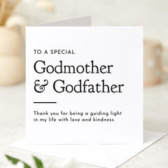 Thank You Card for Godmother and Godfather Minimalist Design Christening Baptism Appreciation Keepsake for Special Godparents