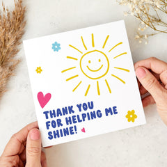 Thank You Card for Teacher Colourful Sunshine Appreciation Card for Teacher End of Term Card