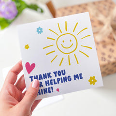 Thank You Card for Teacher Colourful Sunshine Appreciation Card for Teacher End of Term Card