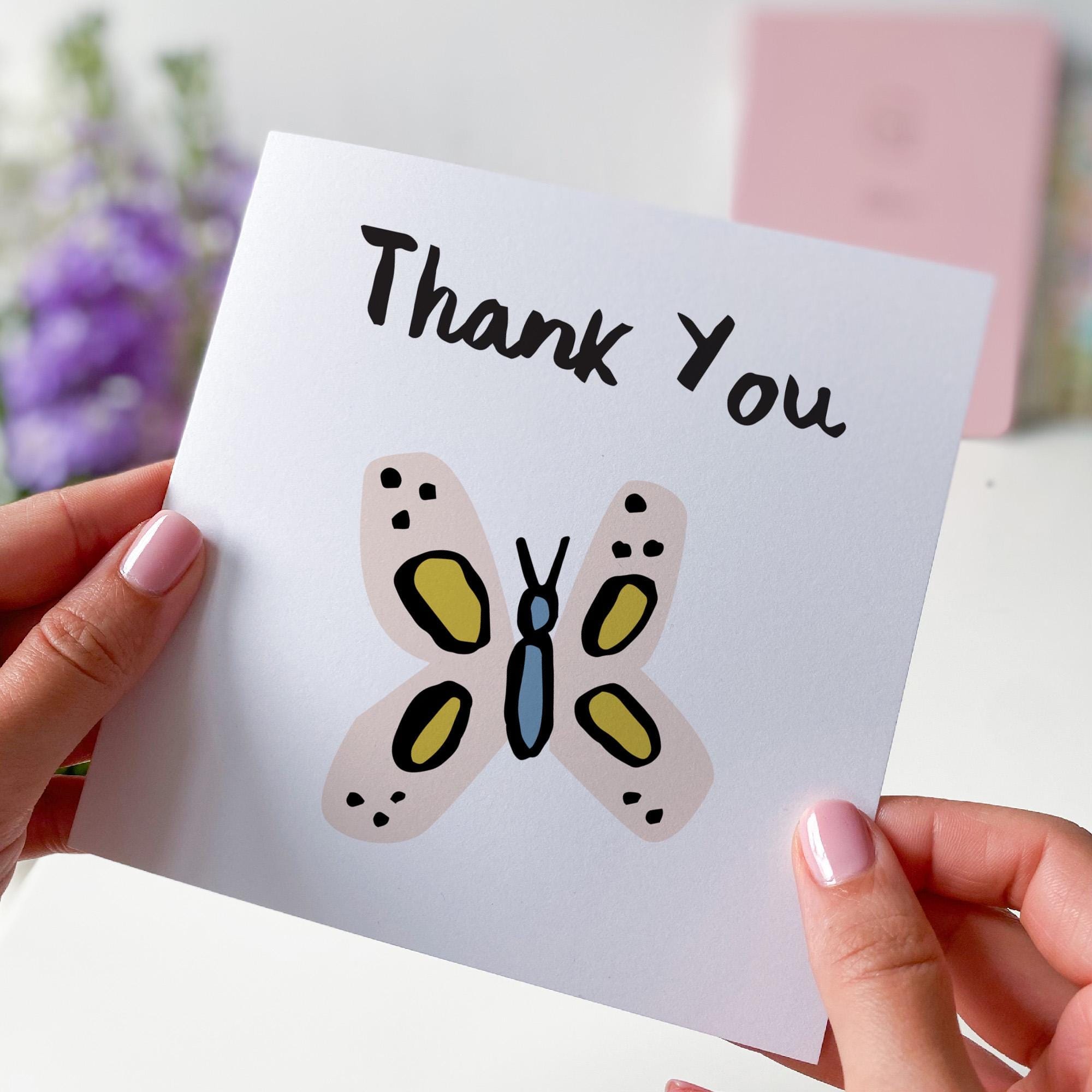 Thank You Card With Cute Little Butterfly Very Big Thank You Gift Card For Friends Her Him Kids Appreciation Thank You Card For Everything