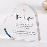 Thank You Gift for Her Him Acrylic Heart Plaque Teacher Nurse Doctor Mum Nanny Appreciation Keepsake Friend Colleague, Mentor