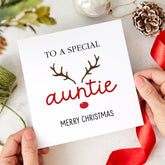 To A Special Auntie Merry Christmas Card Xmas Special Gift Card With A Cute Reindeer Xmas Cards For Her Lovely Design Aunt Gift Card
