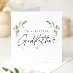 To a Special Godfather Card Elegant Godfather Greeting Card Minimalist Floral Design Birthday Christening or Thank You Card Thank you card