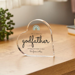 To a Special Godfather Personalised Father's Day Acrylic Plaque Modern Rainbow Design Gift for Godfather First Fathers Day Keepsake