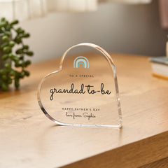 To a Special Grandad To - Be Personalised Father's Day Acrylic Plaque Modern Rainbow Design First Fathers Day Keepsake for Grandad to be