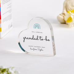 To a Special Grandad To - Be Personalised Father's Day Acrylic Plaque Modern Rainbow Design First Fathers Day Keepsake for Grandad to be