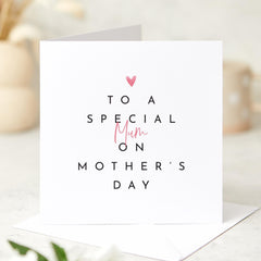 To a Special Mum on Mother's Day Elegant Heartfelt Card Thoughtful Gift for a Loving Mum Minimalist Touch of Love On Mothers Day Gift Mum