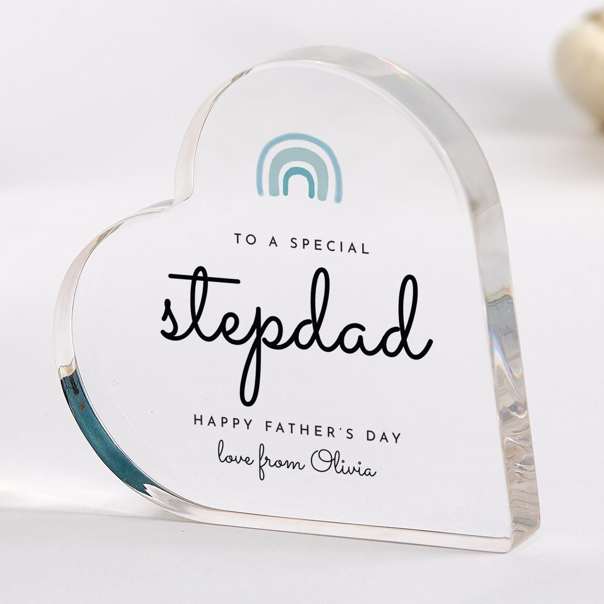 To a special stepdad Personalised Father's Day Acrylic Plaque Gift for Bonus Dad Modern Rainbow Design First Father's Day Keepsake for Him