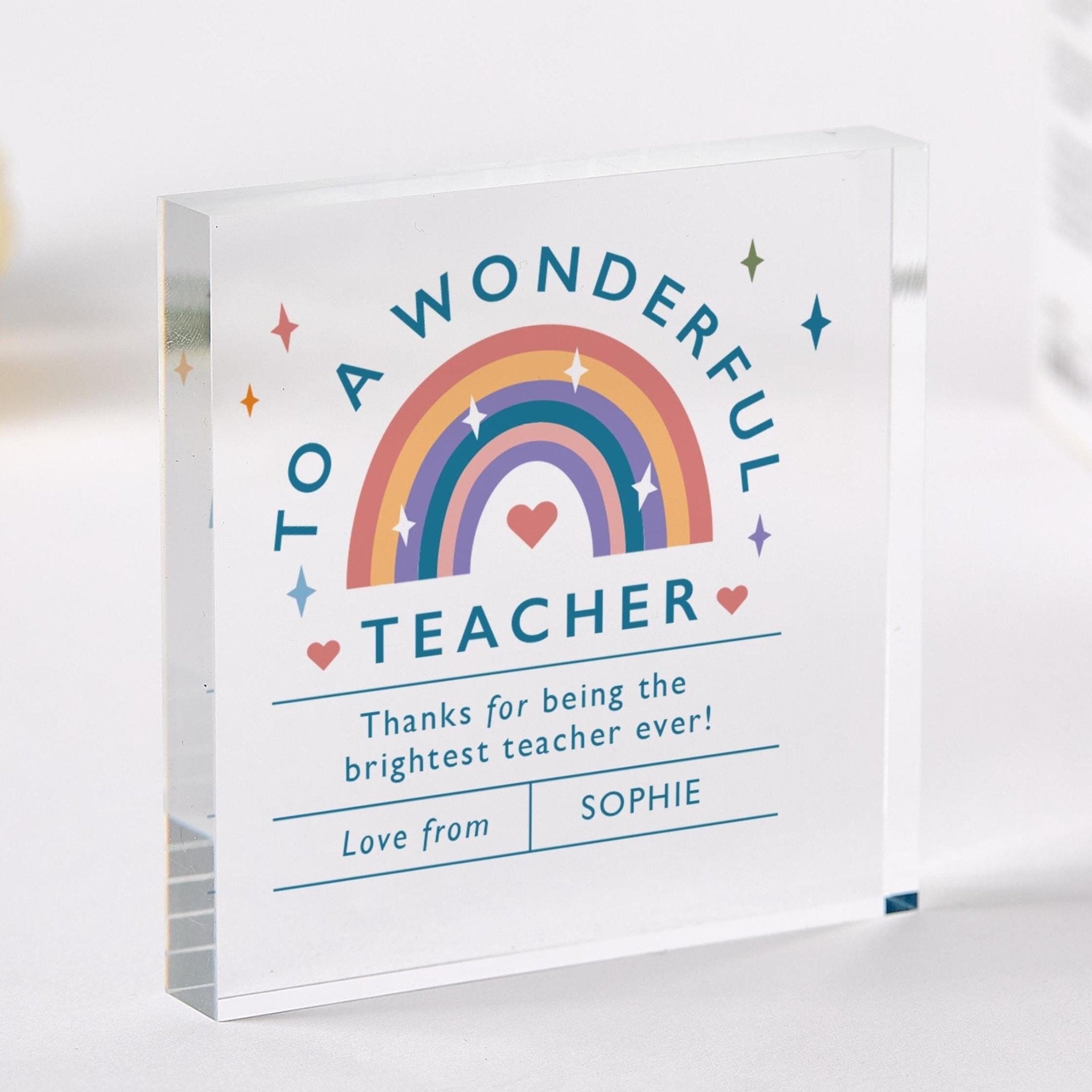 To a Wonderful Teacher Gift Primary Nursery Teacher Appreciation Keepsake for End of Year Term with Student Name Acrylic Plaque