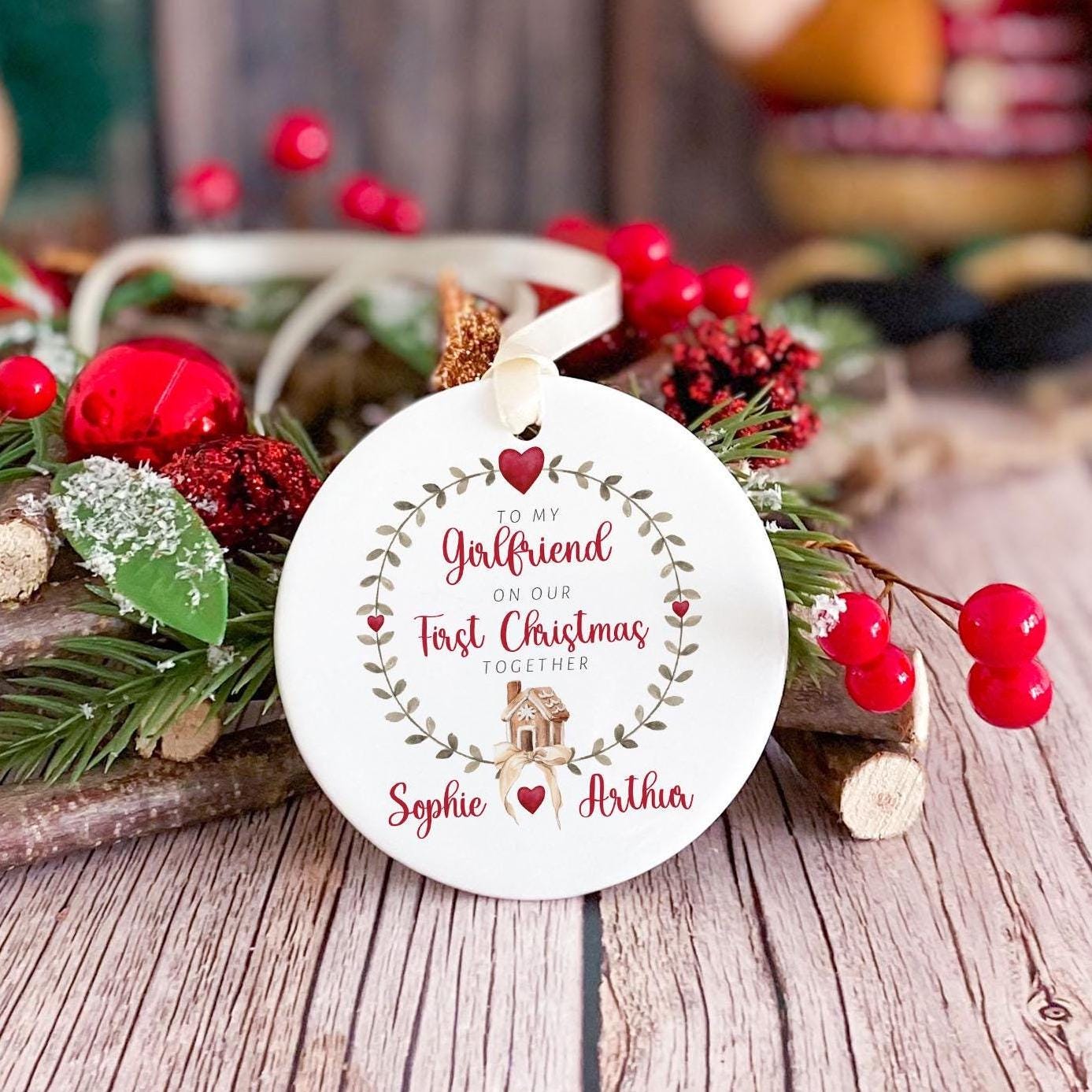 To my girlfriend Christmas Ornament with names Christmas Gift Personalised Our First Christmas together Boyfriend or Girlfriend 1st Xmas