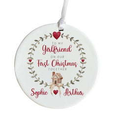 To my girlfriend Christmas Ornament with names Christmas Gift Personalised Our First Christmas together Boyfriend or Girlfriend 1st Xmas