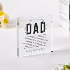 To My Wonderful Dad Acrylic Plaque Father's Day Gift Poem Keepsake Thoughtful Gift for Daddy Heartfelt Desktop Decoration for Father's Day