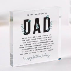 To My Wonderful Dad Acrylic Plaque Father's Day Gift Poem Keepsake Thoughtful Gift for Daddy Heartfelt Desktop Decoration for Father's Day