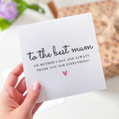 To the Best Mum Mother's Day Card Thoughtful Appreciation Gift for Mum Heartwarming Thank You Card for Her Special Keepsake