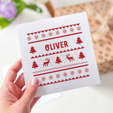 Ugly sweatshirt design Christmas card Red and green colour options Traditional pattern design Xmas cards for him her friend mum dad