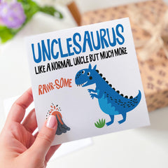 Unclesaurus Card Funny Dinosaur Birthday Card for Uncle Cute Rawrsome Uncle's Birthday Father's Day Card from Niece or Nephew Gift